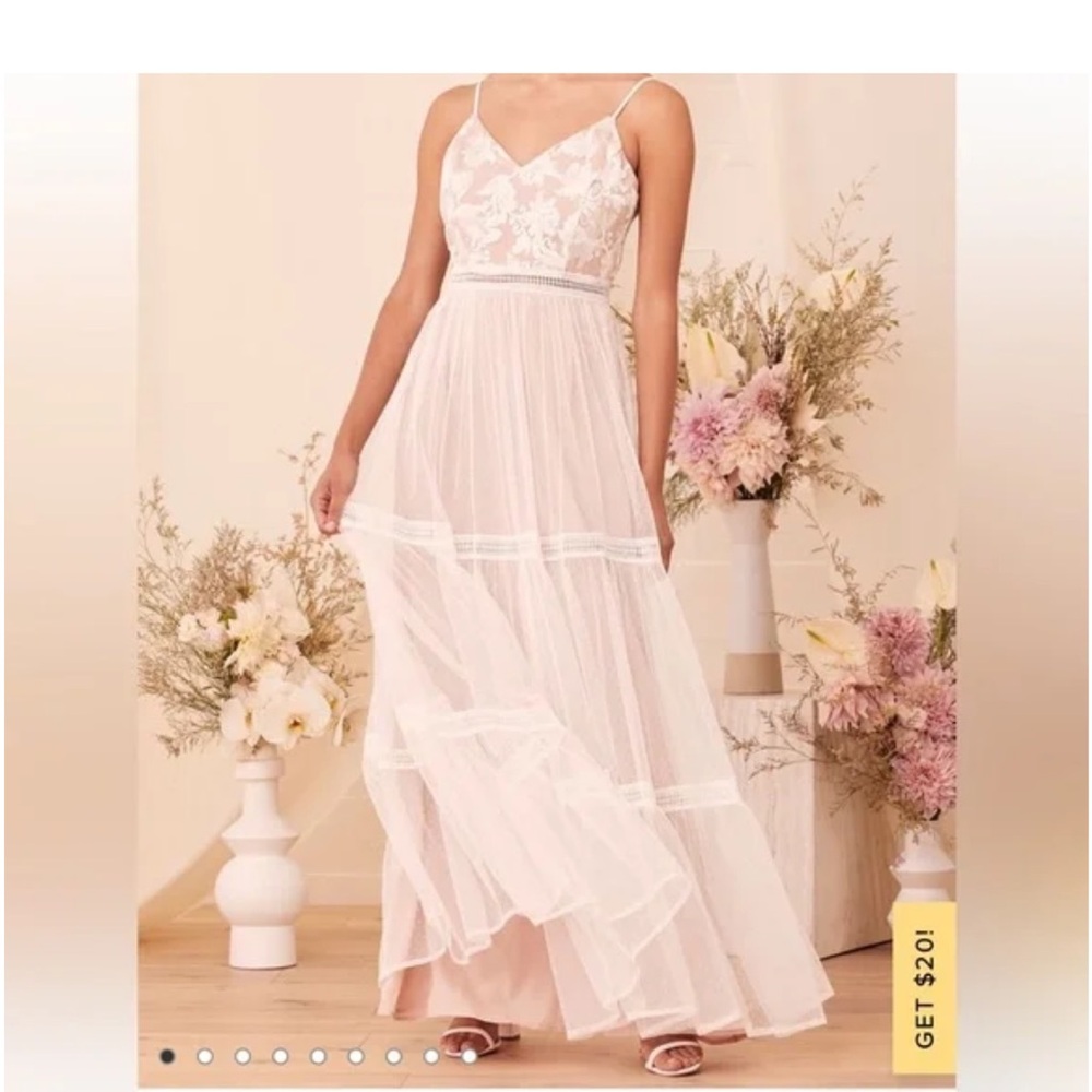 Lulus size small white and nude colored Lace dress- ALTERED for 5’2” length!